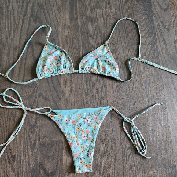 Kulani Kinis Swim Kulani Kinis Blue Floral Bikini Set In Xl Poshmark